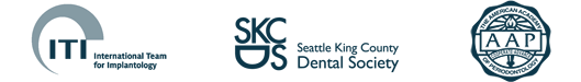 Logos: International Team for Implantology, Seattle King County Dental Socity, AAP The American Academy of Periodontology